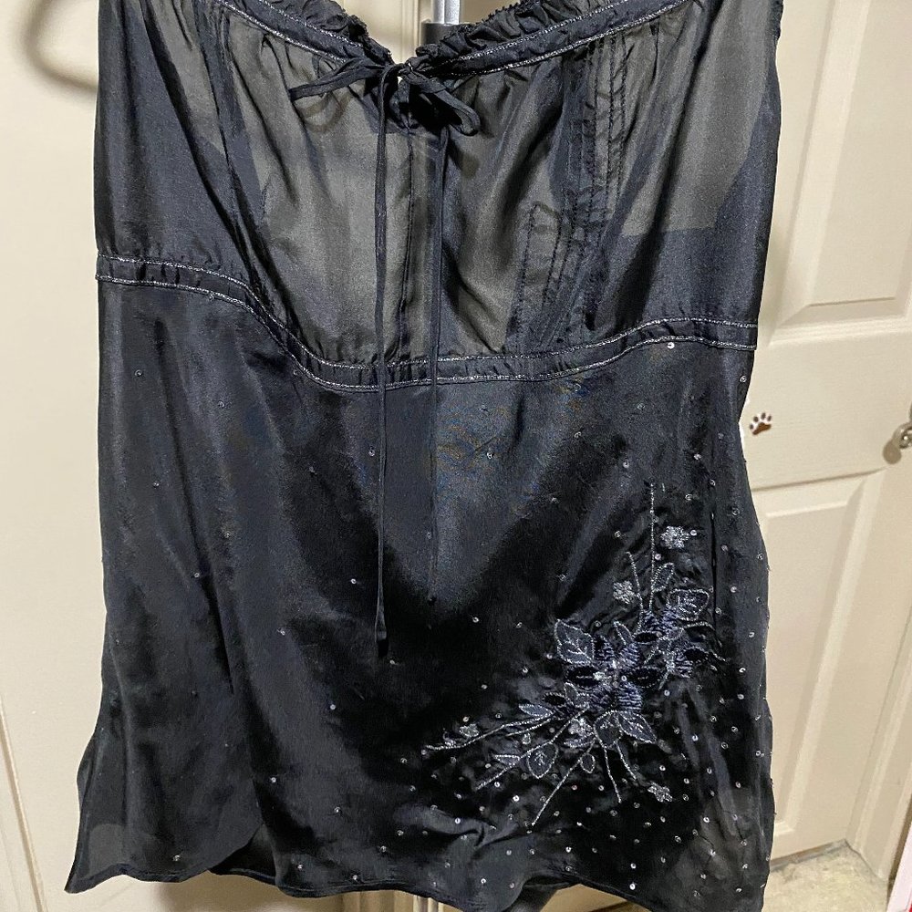 100% Silk Black Blouse